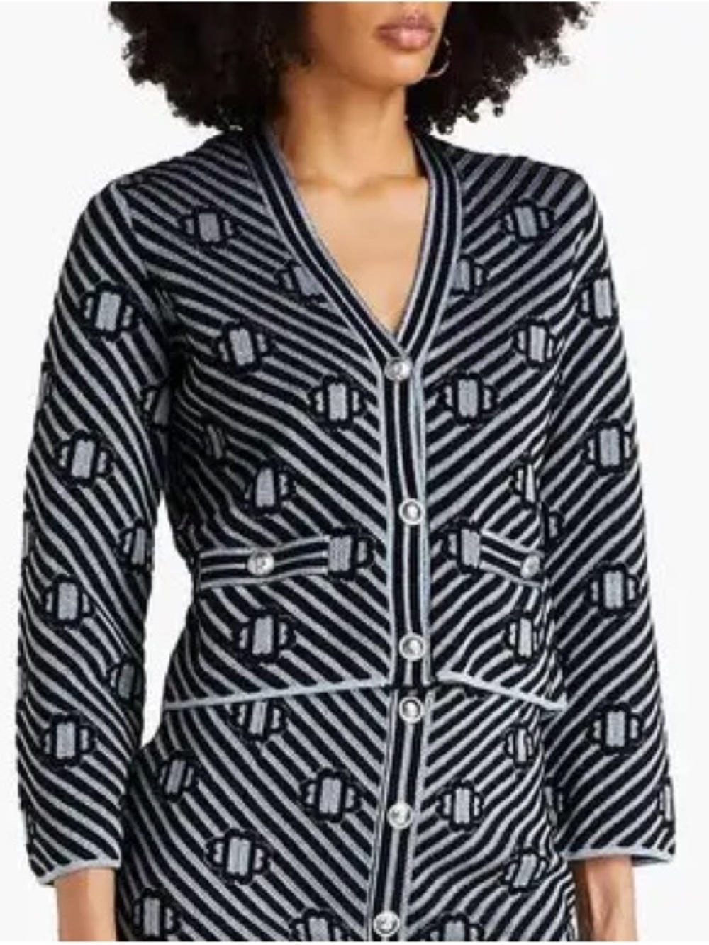 MAJE Metallic Jacquard-Knit Cardigan Size 3 Maje/ 8 US